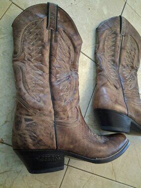 Loblan Brown Leather Cowboy Boots 42 US9 UK8 27cm